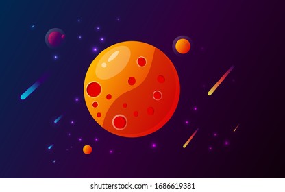 Comet in space with stars