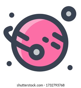 Comet Spin on Planet Icon, Illustration of Astronomie, Geografie, Sky, Sonnensystem mit ausgefüllt und Line Style für Website-Benutzeroberfläche Mobile und Hintergrundbild