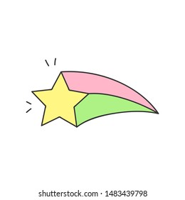Comet star, cute magical comet doodle vector illustration. Isolated hand drawn outlined icon, sticker.