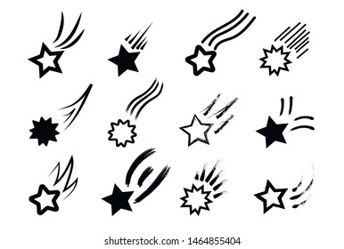 comet and star in flat style. Celestial body design