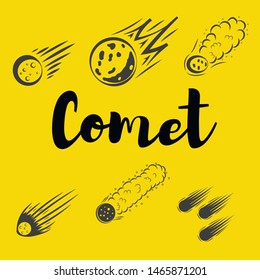 comet and star in flat style. Celestial body design