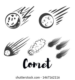 comet and star in flat style. Celestial body design