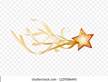 Comet and star, isolated vector illustration for Christmas background, postcard or greeting