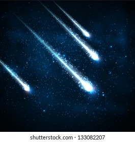 Comet in the starry sky. Eps 10
