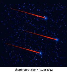 Comet in the starry sky. Vector illustration