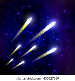 Comet in the starry sky. Vector illustration