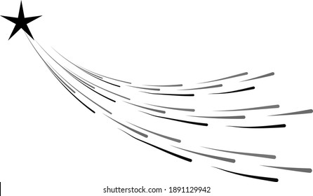 Comet tail or star trail vector set isolated on white background. 