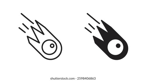 Comet vector icon set in black color.