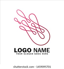 Comet vector logo, fire ball symbol logo with line style