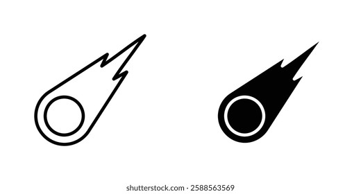 Comet vectors icons set in filled and strokes on white background