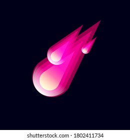 Comets logo. Meteors icon. Logo consist of some gradient shapes isolated, on black background.