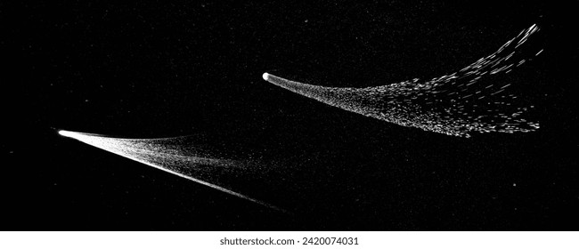 Comets in space. Futuristic landscape, with noise texture . Night landscape with starry sky .Vector illustration