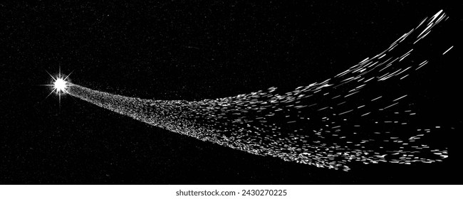 Comets in space. Futuristic landscape, with noise texture . Night landscape with starry sky .Vector illustration