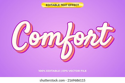 Comfort 3d Text Effect With Cute And Pastel Theme. Colorful Typography Template For Minimalist Tittle