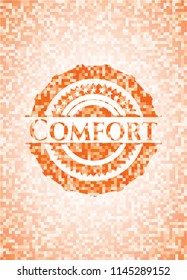 Comfort abstract emblem, orange mosaic background