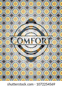 Comfort arabic badge background. Arabesque decoration.
