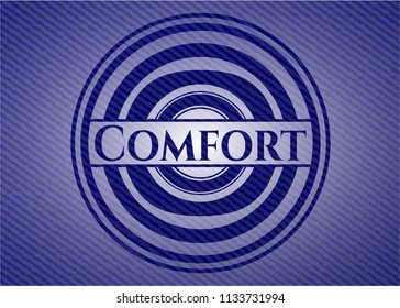 Comfort badge with denim background