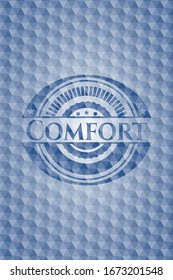 Comfort blue hexagon badge. Vector Illustration. Detailed.