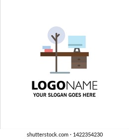 Comfort, Desk, Office, Place, Table Business Logo Template. Flat Color