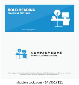 Comfort, Desk, Office, Place, Table SOlid Icon Website Banner and Business Logo Template
