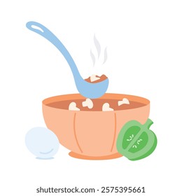 Comfort food, winter food, warm soup in a bowl vector design