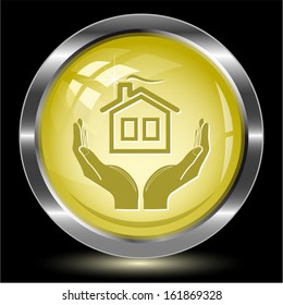comfort in hands. Internet button. Vector illustration.