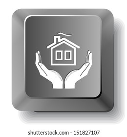 comfort in hands. Vector computer key.