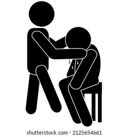 Comfort Hug. Empathy Expression. Stick Figure Pictogram Icon. Vector Illustration
