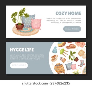 Comfort and Hygge Autumn Banner Design Vector Template