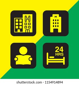 comfort icon. 4 comfort set with hotel, bed and read vector icons for web and mobile app