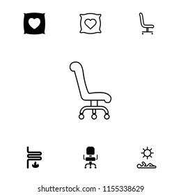 Comfort icon. collection of 7 comfort filled and outline icons such as heating system, pillow with heart on it, office chair. editable comfort icons for web and mobile.