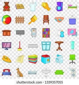 Comfort indoor icons set. Cartoon style of 36 comfort indoor vector icons for web for any design