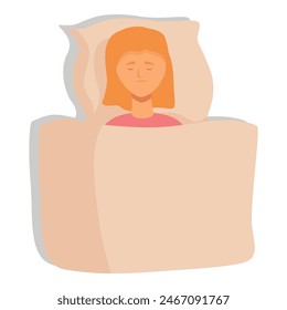 Comfort indoor sleeping girl icon cartoon vector. Peaceful calm rest. Deep alone