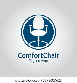 Comfort Office Chair Logo Design Template With Circle.