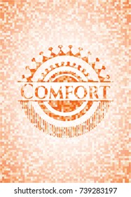 Comfort orange mosaic emblem with background