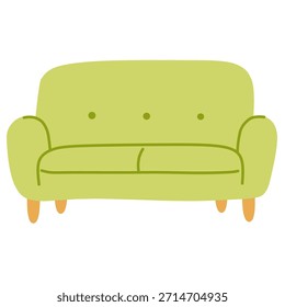 Komfort-Sofa-Ikone im flachen handgezeichneten Stil für sicheren Raum und Selbstversorger-Themen. Ideal für entspannende Visuals und mentale Wellness-Inhalte.