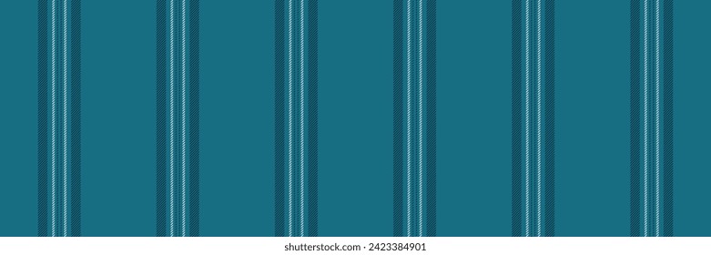 Comfort texture pattern seamless, store background fabric stripe. Cool lines vertical vector textile in cyan and dark color.