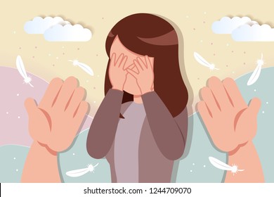 comfort an upset and depressed woman with a warm hug