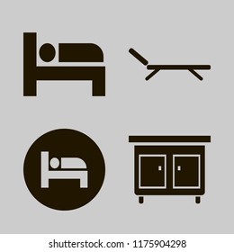 comfort vector icons set. with bed, nightstand and chaise lounge in set