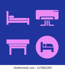 comfort vector icons set. with nightstand, bed and air conditioner in set