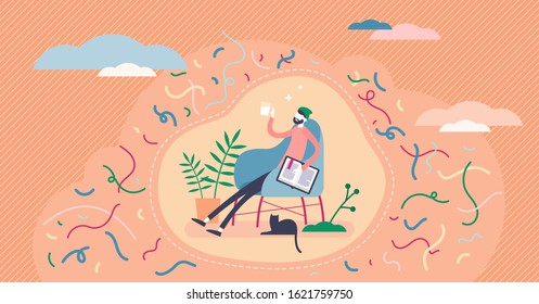 Comfort zone concept, flat tiny person vector illustration. Safe daily lifestyle versus risk and personal growth. Motivation and inspiration for success and achievements. Starting new life goals.