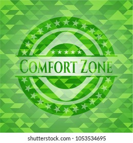 Comfort Zone green emblem with mosaic background