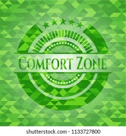 Comfort Zone green emblem with mosaic background