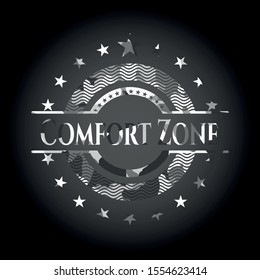 Comfort Zone grey camouflaged emblem. Vector Illustration.