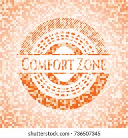 Comfort Zone orange mosaic emblem with background