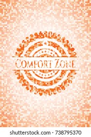 Comfort Zone orange mosaic emblem with background