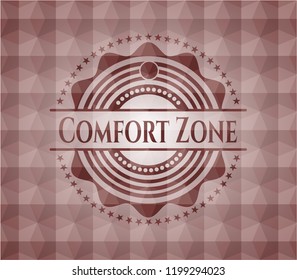 Comfort Zone red badge with geometric background. Seamless.