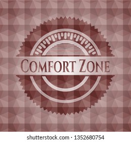 Comfort Zone red geometric emblem. Seamless.