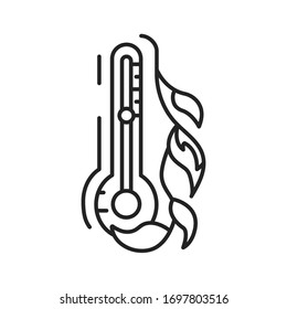 Cómodo icono de la línea negra de temperatura del aire. La temperatura más aceptable para el crecimiento vegetal. Pictograma para página web, aplicación móvil, promoción. Elemento de diseño GUI de UI UX. Trazo editable.