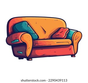 Comfortable armchair with blue pillow icon